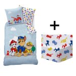 Parure de lit imprim�e + drap housse 100% coton, pat patrouille patboy bleu