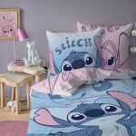 Parure de lit imprim�e r�versible 100% coton, disney home stitch magic duo rose