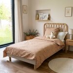 Parure de lit percale coton bio caramel