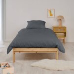 Parure de lit percale de coton unie anthracite Parure de lit percale de coton unie anthracite