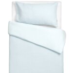 Parure de lit r�versible gaze de coton & nid d'abeille bleu