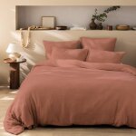 Parure de lit unie en coton, gaze de coton terre cuite
