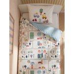 Parure magicouette circuit voiture, avec coton recycl� blanc imprim�