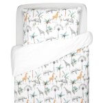 Parure rversible housse de couette + taie d'oreiller enfant safari safari, vert, gris, blanc
