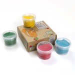 P�te � modeler yuki naturelle & vegan bio set de 4 pots jaune, vert, rouge, bleu