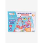 P�che � la ligne avec moulinet multicolore