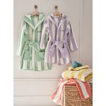 Peignoir de bain adulte mixte rayures transat capsule famille personnalisable, avec coton recycl� ray� ...