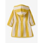 Peignoir de bain b�b� rayures transat capsule famille personnalisable, avec coton recycl� ray� jaune