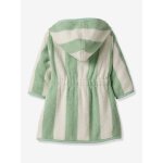 Peignoir de bain b�b� rayures transat capsule famille personnalisable, avec coton recycl� ray� vert