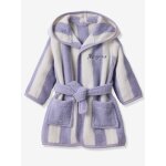 Peignoir de bain b�b� rayures transat capsule famille personnalisable, avec coton recycl� ray� violet ...