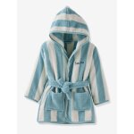 Peignoir de bain enfant rayures transat capsule famille personnalisable, avec coton recycl ray bleu ...