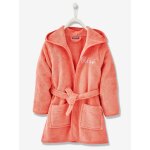 Peignoir de bain enfant uni � capuche, personnalisable rose corail
