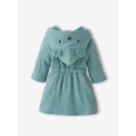 Peignoir b�b� animal en gaze de coton bio * personnalisable bleu canard