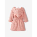 Peignoir b�b� animal en gaze de coton bio * personnalisable rose