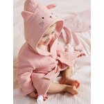 Peignoir b�b� animal en gaze de coton bio * personnalisable rose