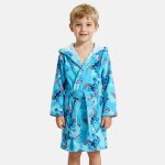 Peignoir � capuche imprim� avec ceinture lilo & stitch bleu ciel