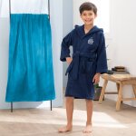 Peignoir enfant 100% coton, om 1993 bleu marine