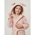 Peignoir enfant lapin coton recycl� personnalisable rose poudr�