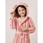Peignoir enfant ray� lapin personnalisable, avec coton recycl� ray� rose
