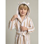 Peignoir enfant ray� ours personnalisable, avec coton recycl� ray� beige
