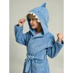 Peignoir enfant requin personnalisable, avec coton recycl� bleu