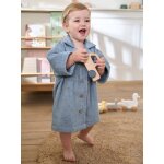 Peignoir oversize b�b� uni avec coton recycl�, personnalisable bleu chambray