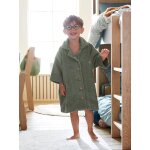 Peignoir oversize enfant uni avec coton recycl�, personnalisable vert sapin