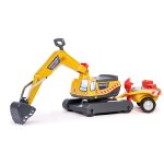 Pelleteuse super builder entièrement articulée avec remorque avec tamis et jeux de sable jaune Pelleteuse super builder entièrement articulée avec remorque avec tamis et jeux de sable jaune