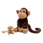 Peluche 26cm singe maman et son b�b� marron