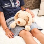 Peluche bouillotte chien beige