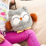 Peluche bouillotte chouette grise gris