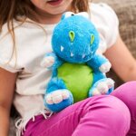 Peluche bouillotte dinosaure bleue bleu
