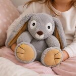 Peluche bouillotte lapin gris