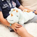 Peluche bouillotte triceratops vert