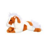 Peluche - peluche - cheval allongé - marron clair et blanc - 40 cm blanc Peluche - peluche - cheval allongé - marron clair et blanc - 40 cm blanc