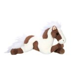Peluche cheval allong� - marron fonc� et blanc - 40 cm blanc