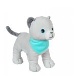 Peluche - peluche chien fun kitties sonore, gris foulard turquoise - 17 cm bleu
