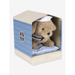 Peluche chien milou et son coussin marron
