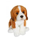 Peluche - peluche chiens r�alistes assis, beagle 25 cm marron