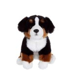 Peluche - chien r�aliste assis, bouvier bernois 25 cm blanc
