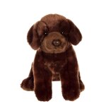 Peluche - chiens r�alistes assis, labrador chocolat 25 cm marron