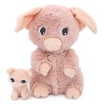 Peluche cochon maman et son bébé rose rose Peluche cochon maman et son bébé rose rose
