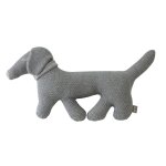 Peluche en coton bio doudou chien teckel gris
