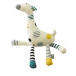 Peluche en coton maille tricot - doudou girafe multicolore