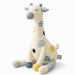 Peluche doudou girafe en coton tricot� �cru