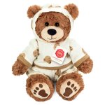 Peluche doudou ourson ultra douce en pyjama 30 cm marron