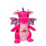 Peluche - peluche dragon sonore, rose 17 cm rose