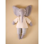 Peluche �l�phant en tricot avec un ensemble en point mousse gris