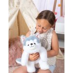 Peluche floppy choopy husky 40 cm bleu