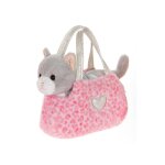 Peluche - peluche girly bag fashionista chat gris et blanc avec sac et d�tails argent�s 18 cm blanc